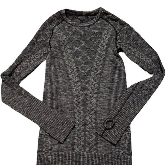 Lululemon Rest Less Long Sleeve Crew Neck Yoga Fitness Grey Charcoal Top Size 4 - Picture 2 of 7
